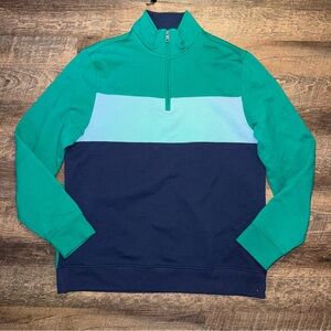 Club Room Colorblock Green and Blue 1/4 Quarter Zip Sweater Men’s Size Medium